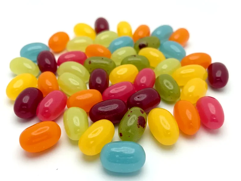 Colorful jelly beans in various flavors
